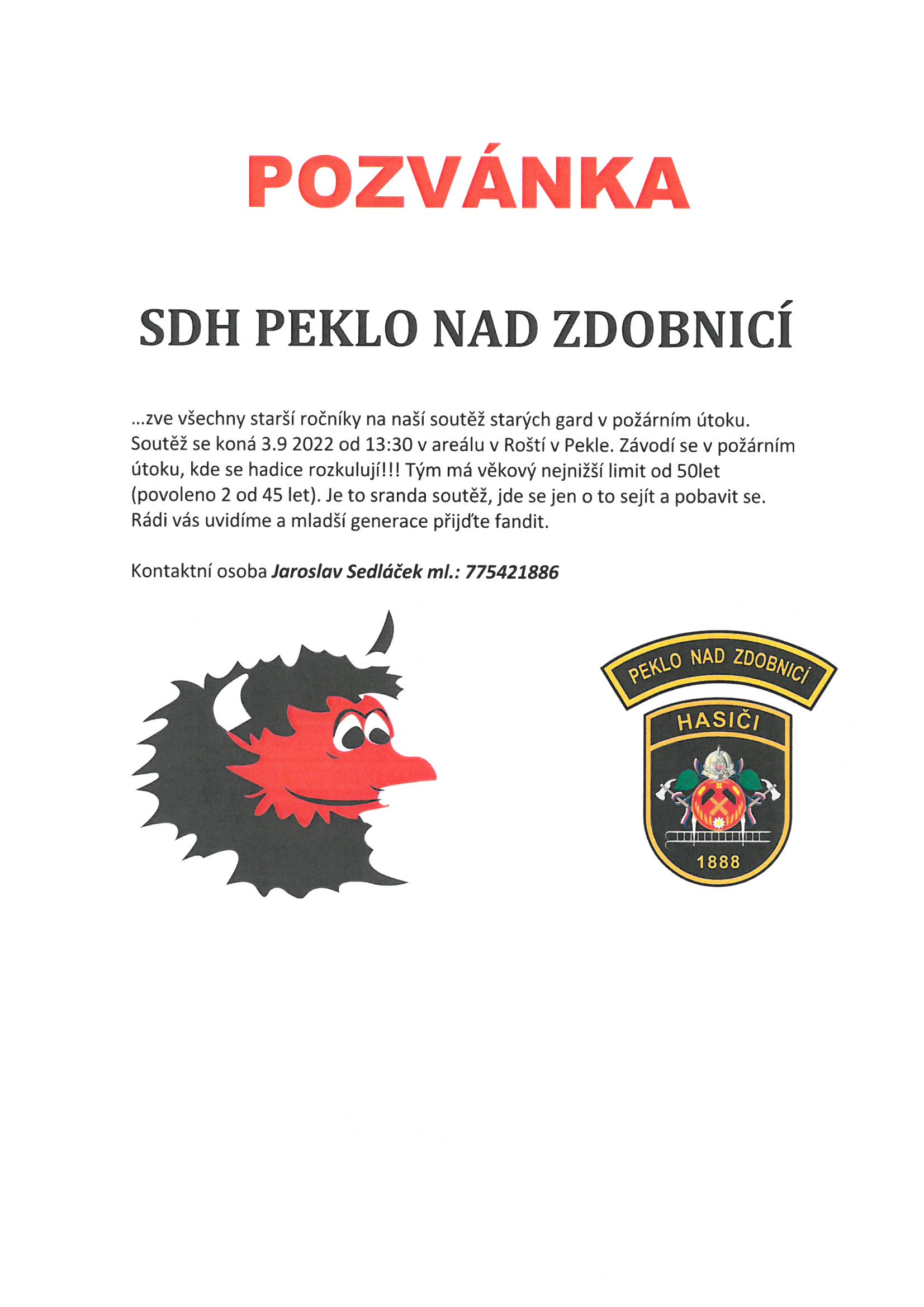 Peklo nad Zdobnicí – soutěž hasičských veteránů 3.9.